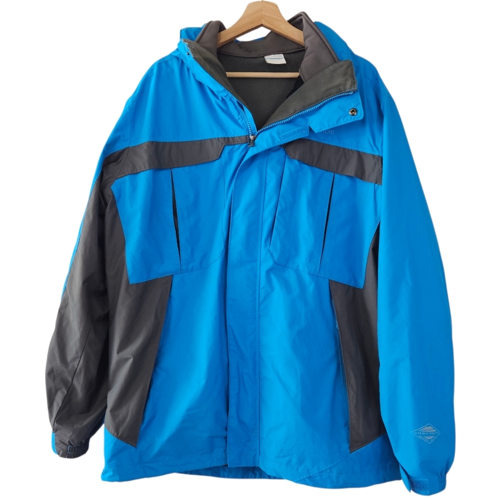 Columbia Bugaboo Interchange Blue And Gray Insulated Hooded Jacket Coat